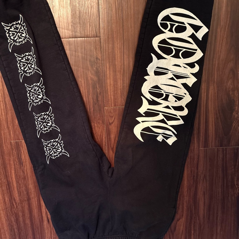 Black Sweatpants with Bold White Graphics